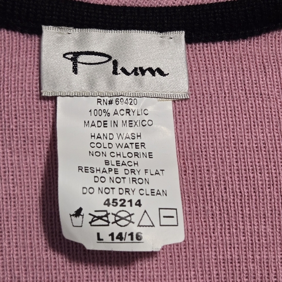 Plum Vintage Youth Girls Tight Knit Flower Applique Crop Cardigan Large 14/16 - Picture 6 of 6